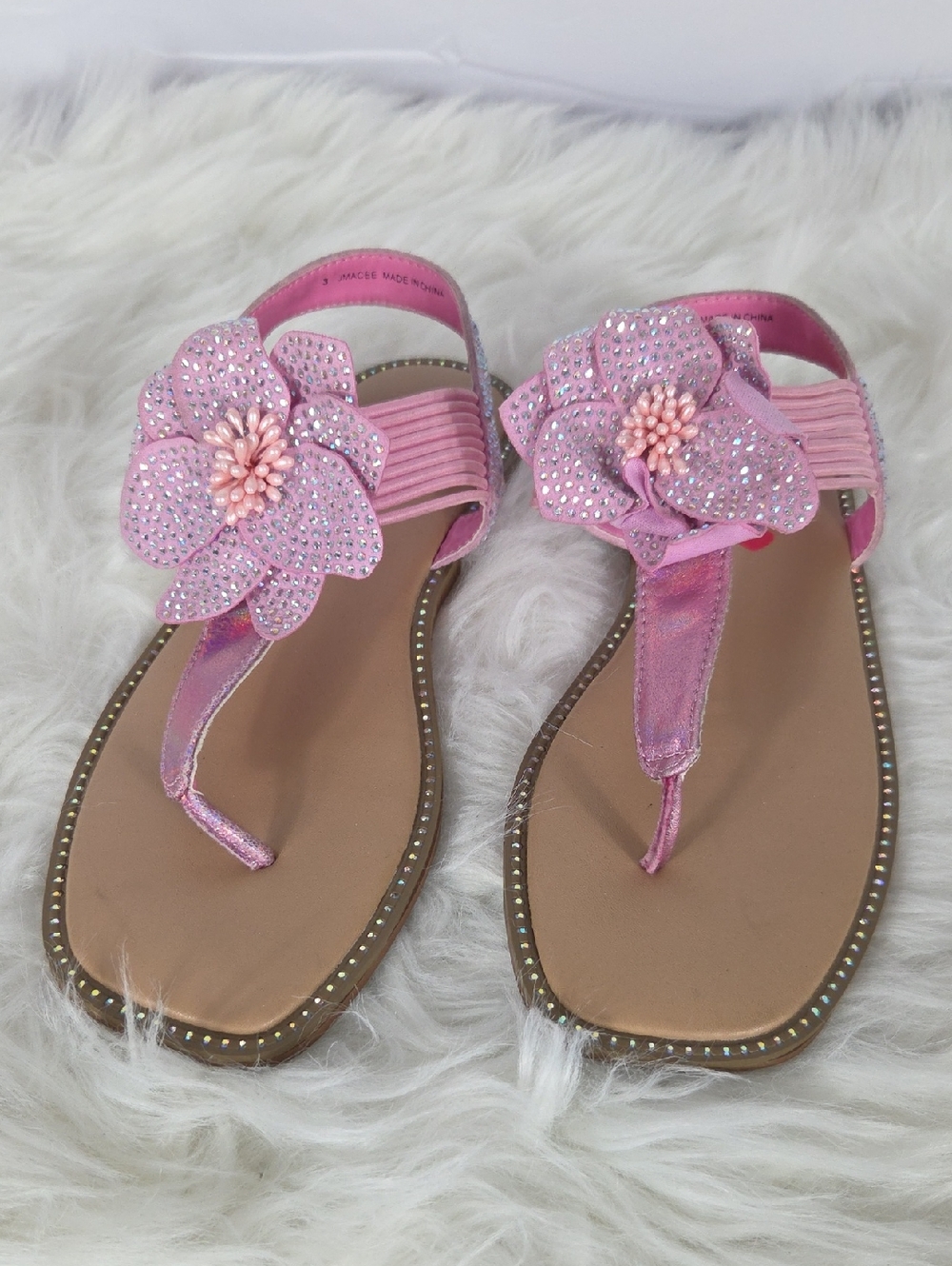 Steve Madden Girls Pink Floral Embellished Sandals